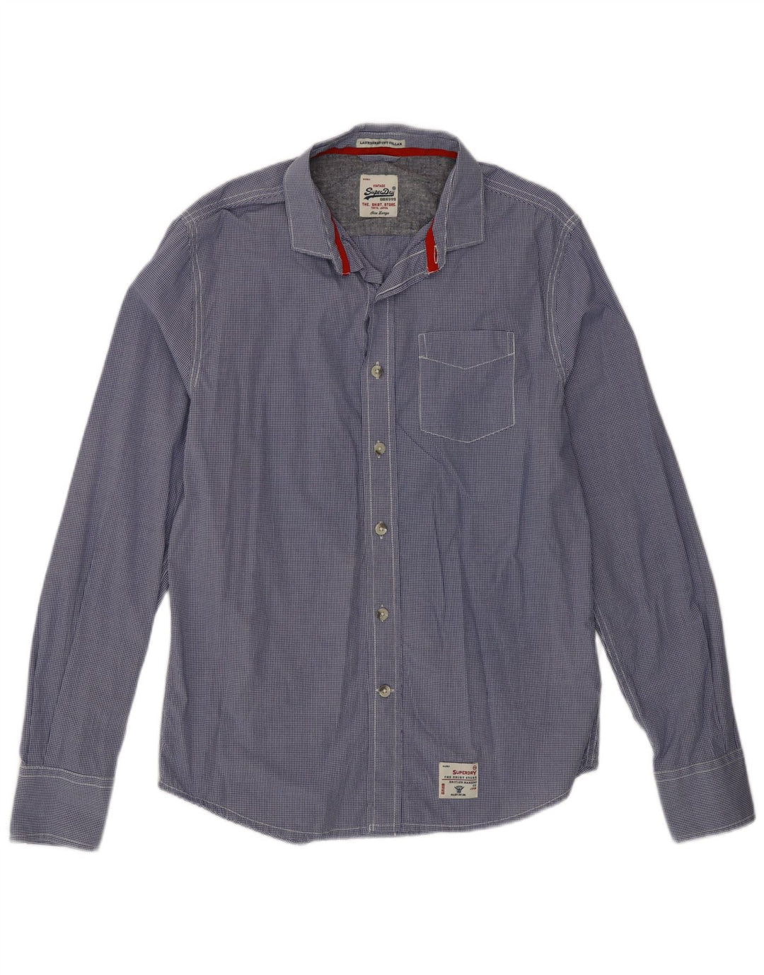 Superdry herreskjorte stor blå Gingham bomuld