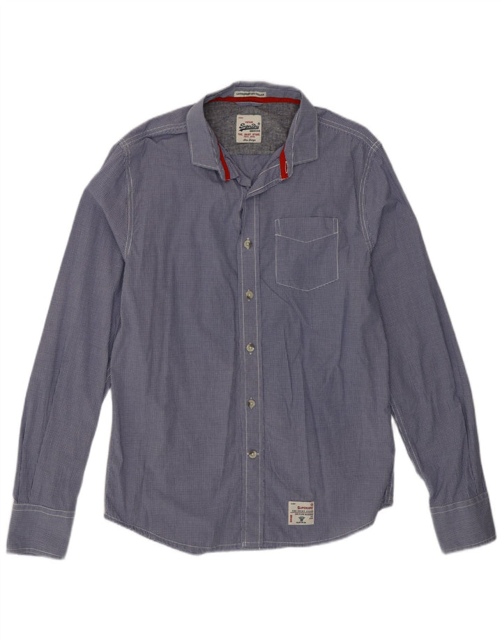 Superdry herreskjorte stor blå Gingham bomuld