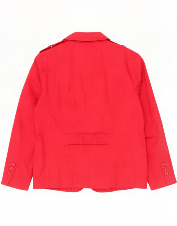 Bianca Dame Military 3 Button Blazer Jacket UK 18 XL Rød Bomuld