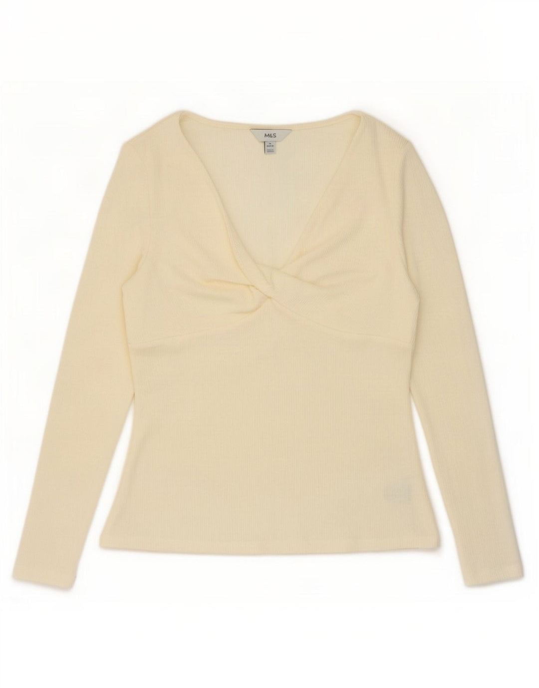 Marks & Spencer Dametop Langærmet UK 14 Medium Off White Polyester