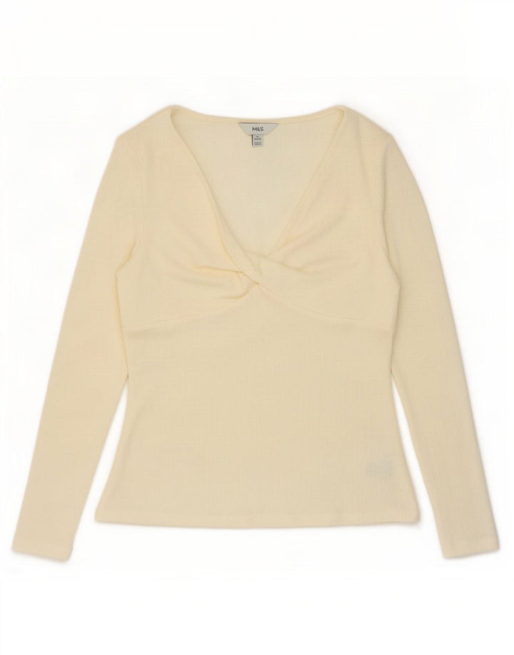 Marks & Spencer Dametop Langærmet UK 14 Medium Off White Polyester