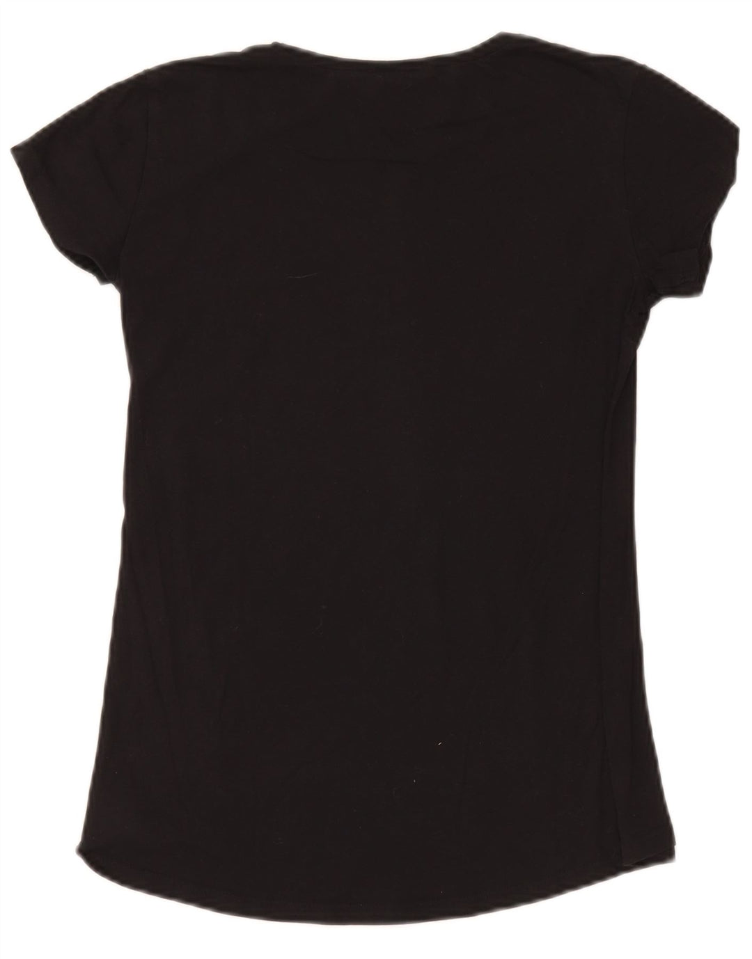 Benetton Dame Grafisk T-Shirt Top UK 10 Lille Sort