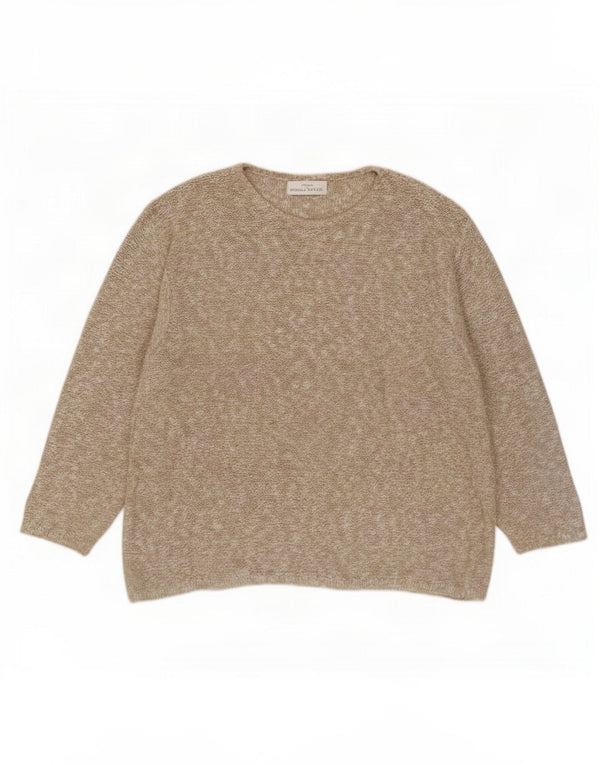 Marks & Spencer Dame Boat Neck Jumper Sweater UK 16 Large Beige Flecked