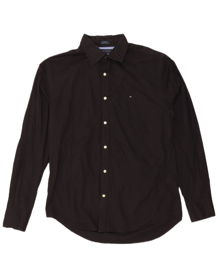 Tommy Hilfiger Herre Custom Fit skjorte medium sort bomuld