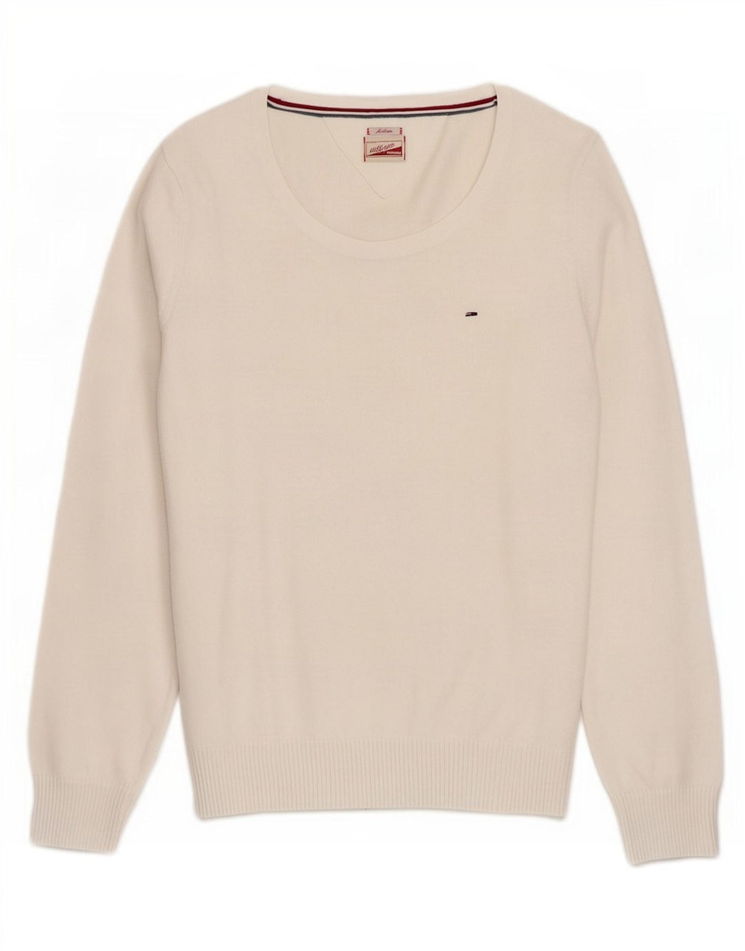 Tommy Hilfiger Dame Boat Neck Jumper Sweater UK 12 Medium White