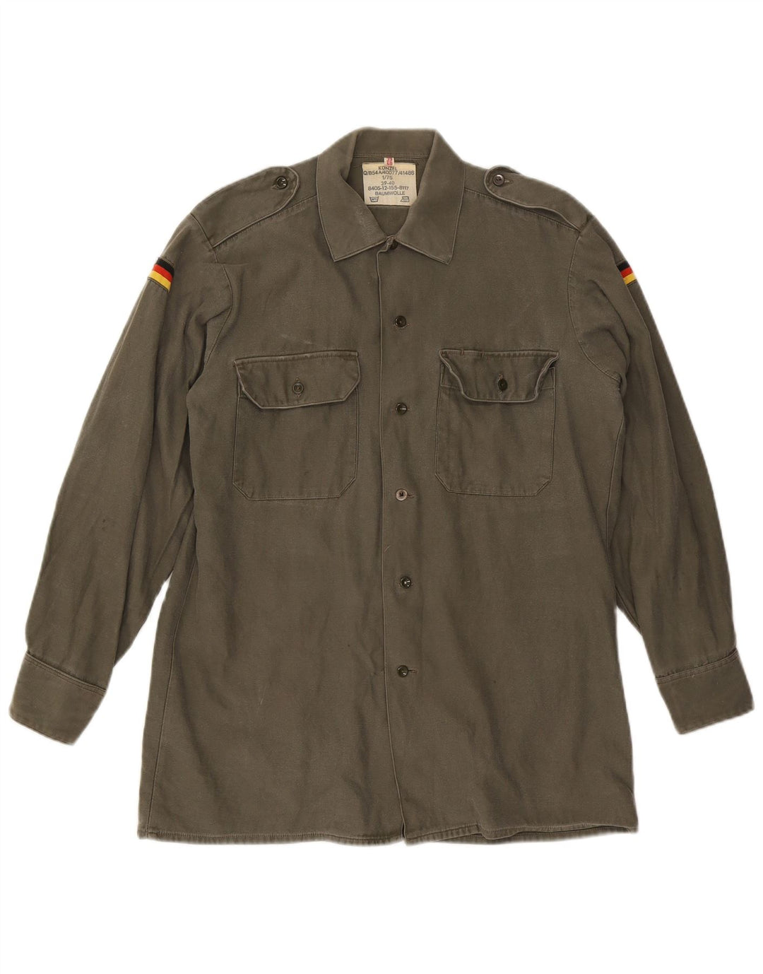 Vintage Herre Military Shirt Størrelse 39/40 Medium Khaki