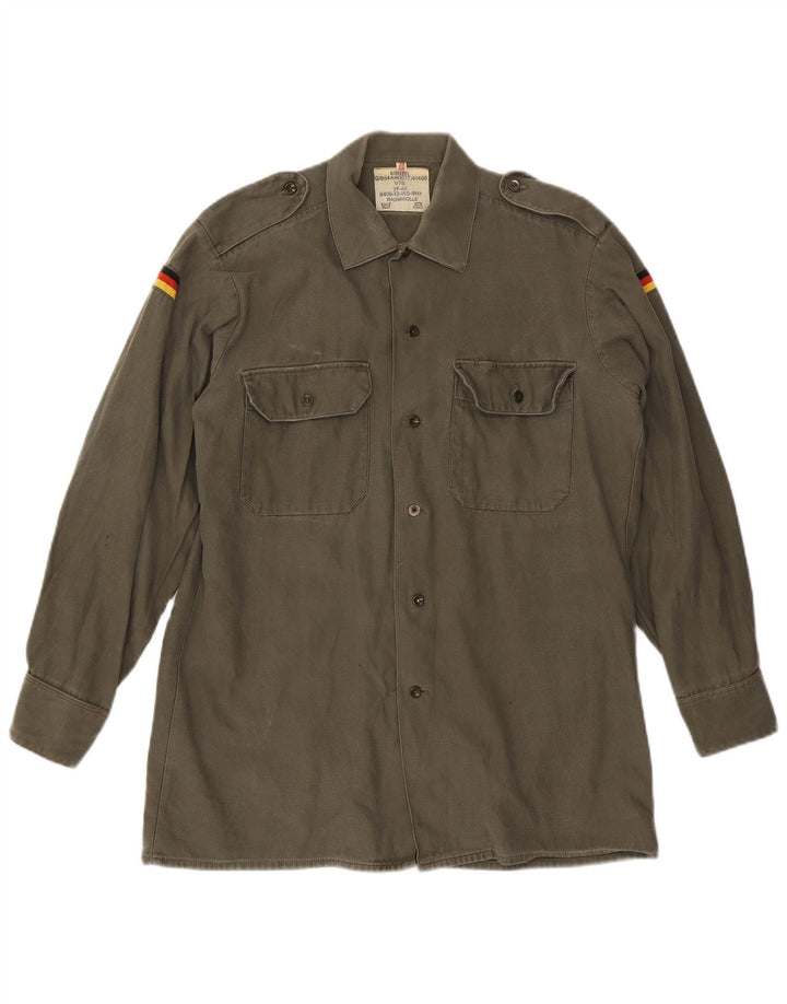 Vintage Herre Military Shirt Størrelse 39/40 Medium Khaki