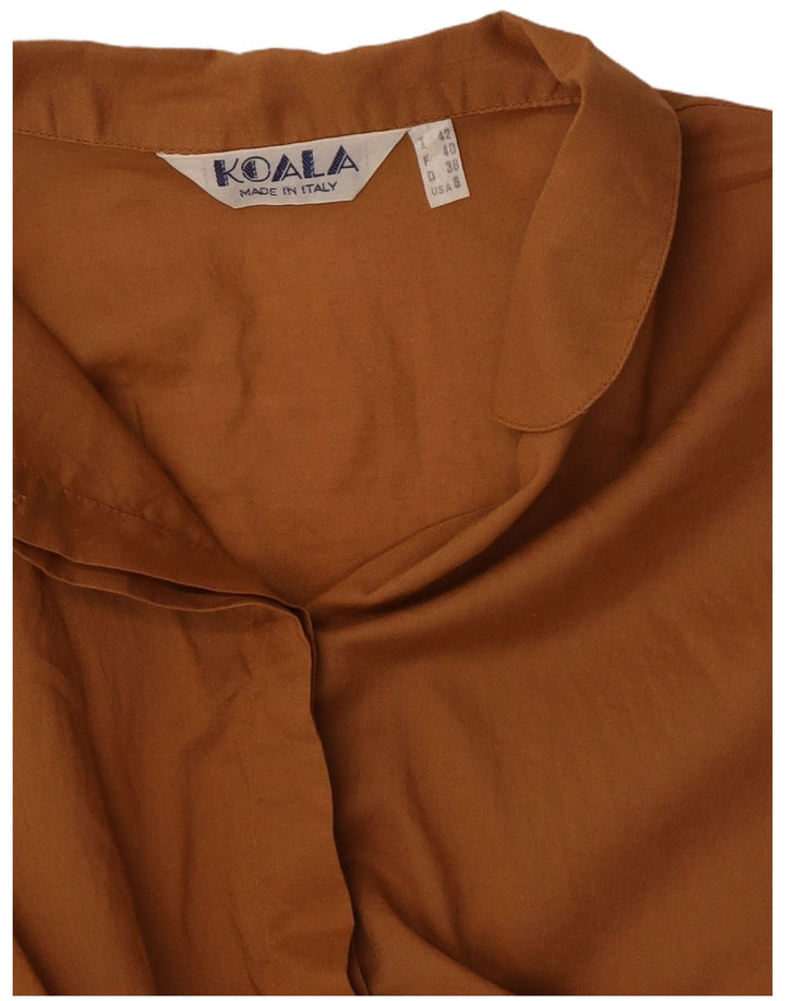 Vintage kortærmet skjortebluse til kvinder IT 42 Medium Brun