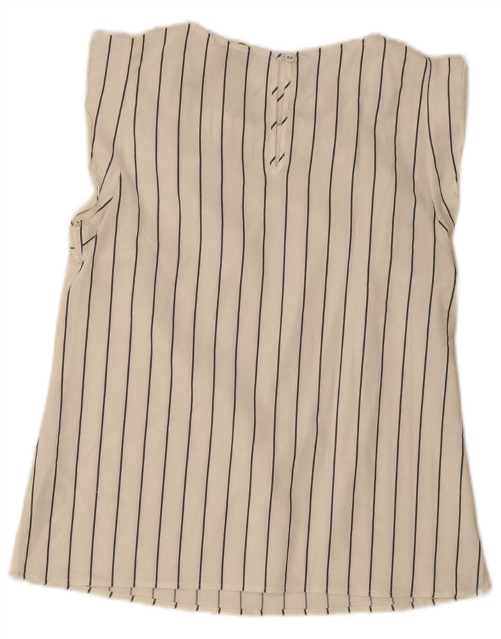 Oasis Dame ærmeløs bluse Top UK 12 Medium Off White Viscose