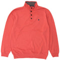 Izod Herre Button Neck Sweatshirt Jumper Medium Rød Bomuld