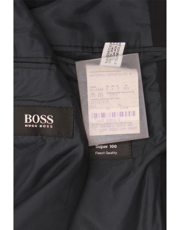 Hugo Boss Herre 3-knaps blazerjakke EU 50 Large Black Virgin Wool