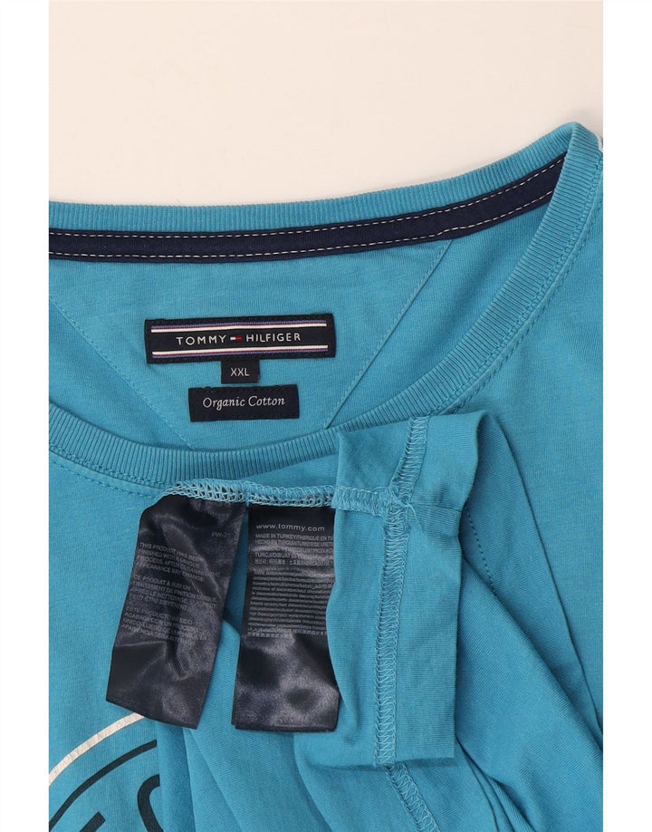 Tommy Hilfiger Herre Grafisk T-Shirt Top 2XL Blå Bomuld