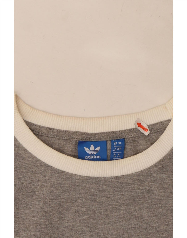 Adidas Dame Top Langærmet UK 12 Medium Grey Flecked Bomuld