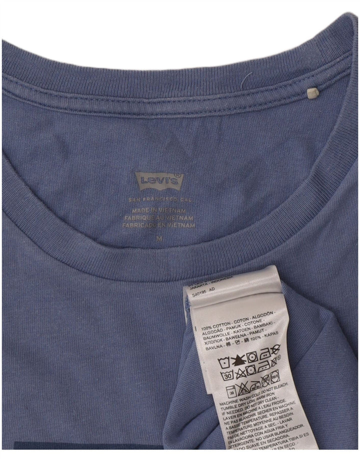 Levi's Grafisk T-shirt top til kvinder UK 14 Mellemblå bomuld
