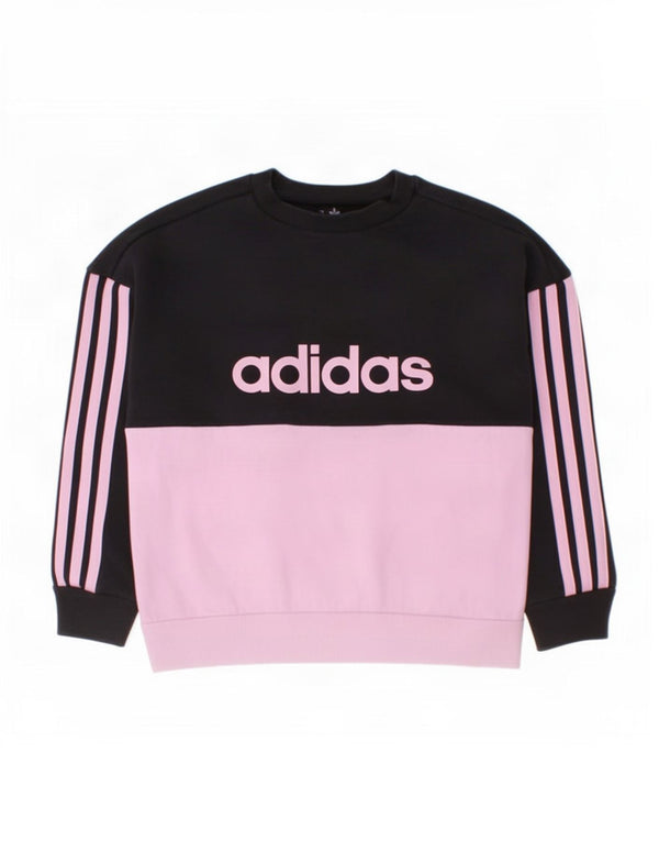 Adidas Girls Graphic Sweatshirt Jumper 5-6 år Sort Colourblock Bomuld