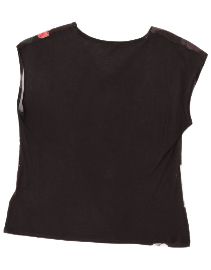 Ted Baker Damebluse Top Størrelse 4 Large Black Floral Polyester