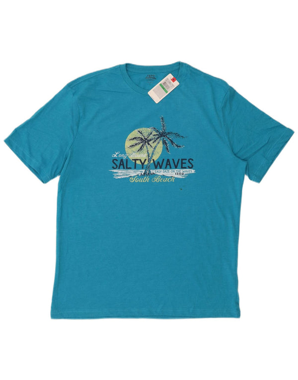 IZOD Mens Salt Water Graphic T-Shirt Top Large Blue Cotton