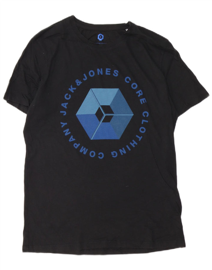 JACK & JONES Herre grafisk T-shirt Top Stor sort bomuld