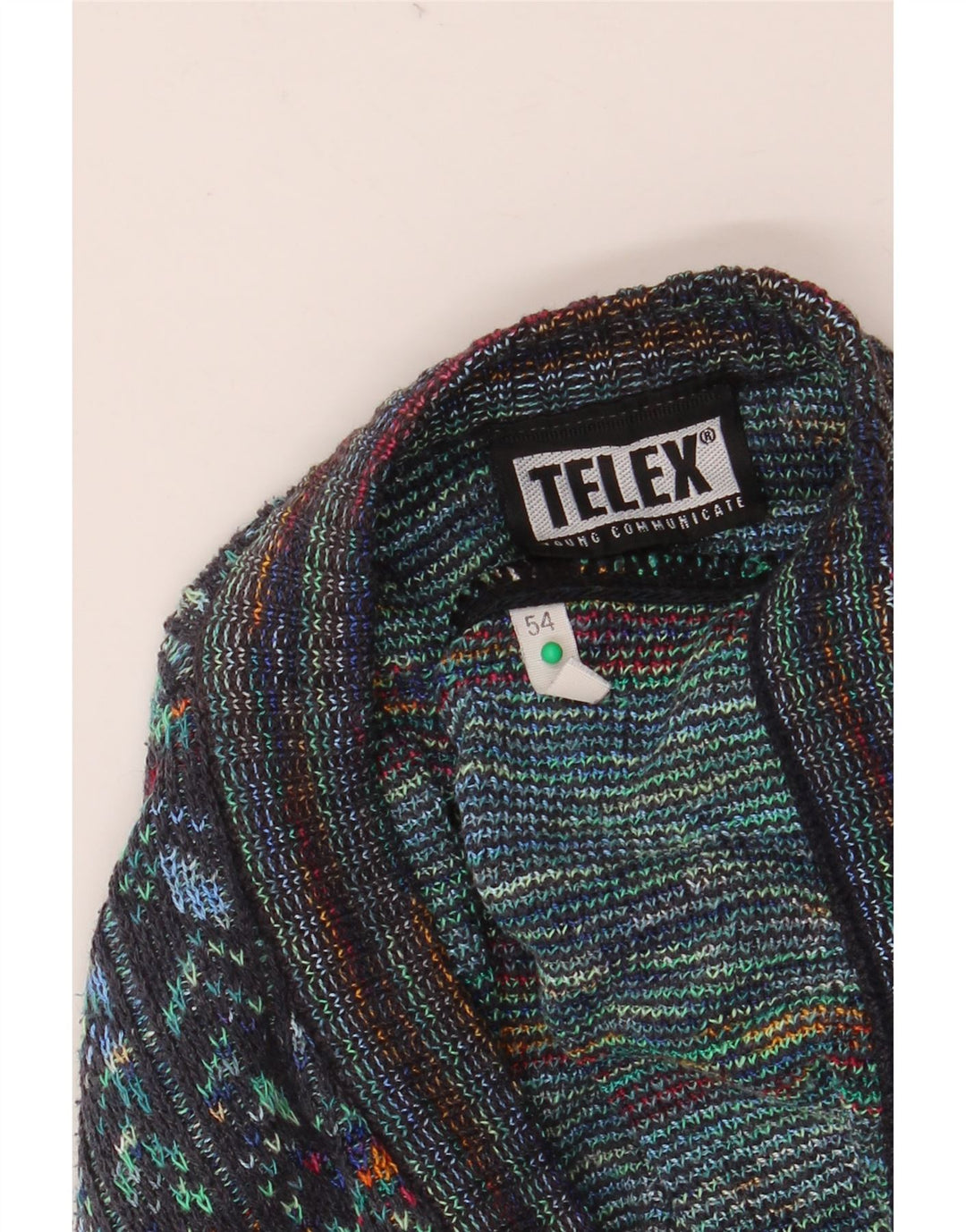 Vintage herre cardigan sweater IT 54 XL Flerfarvet geometrisk