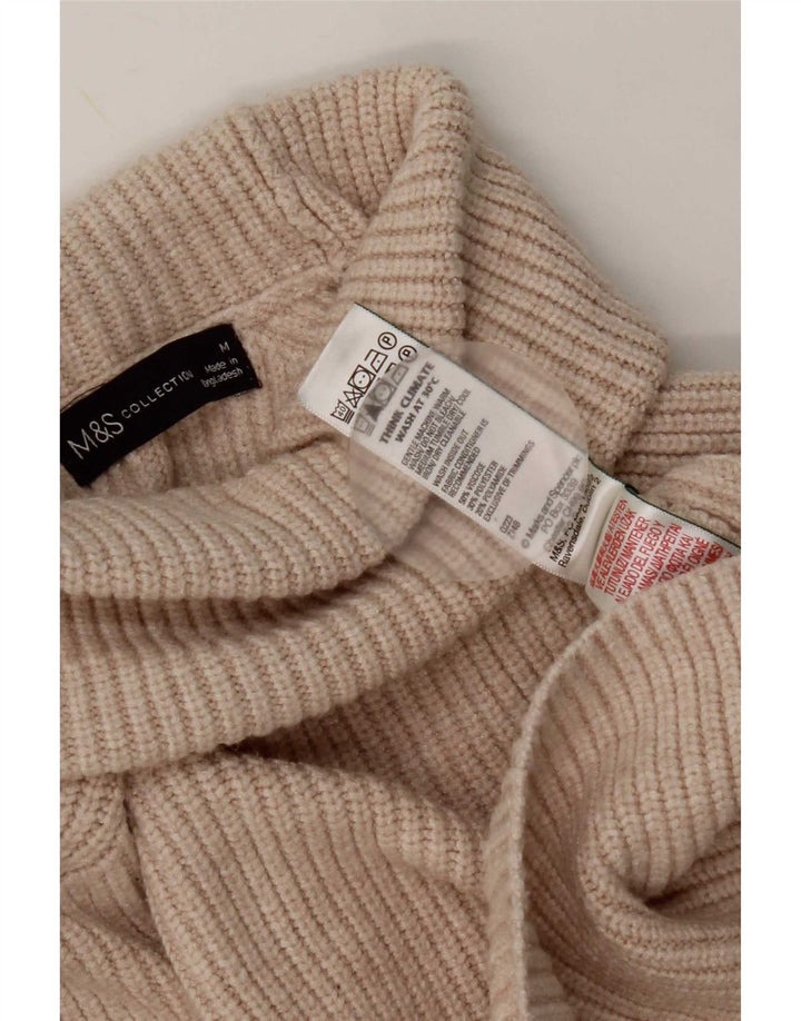 Marks & Spencer Dametrøjetrøje med rullehals UK 14 Medium Beige Viscose