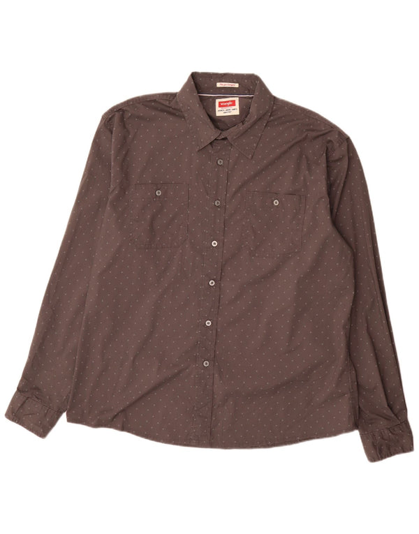 Wrangler Herre Flex for Comfort Regular Fit skjorte XL Grå plettet bomuld