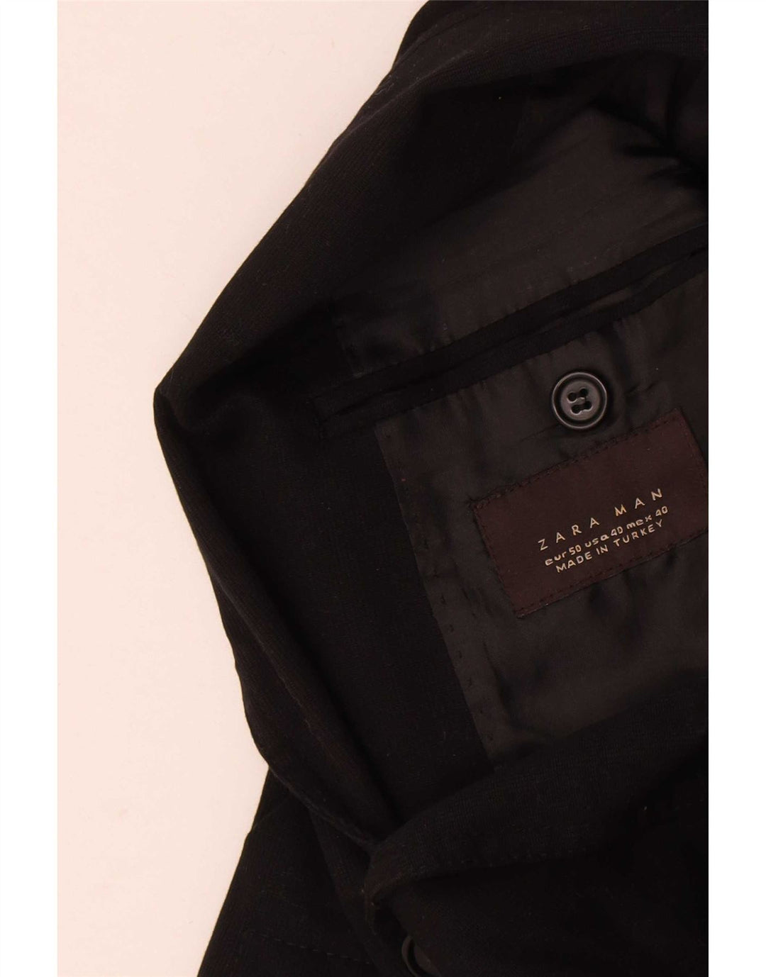 Zara Herre 2-knaps blazerjakke EU 50 Medium Sort viskose