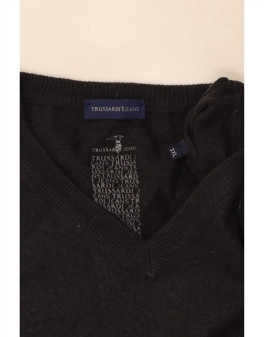 Trussardi Jeans Herre V-hals sweater 3XL Grå