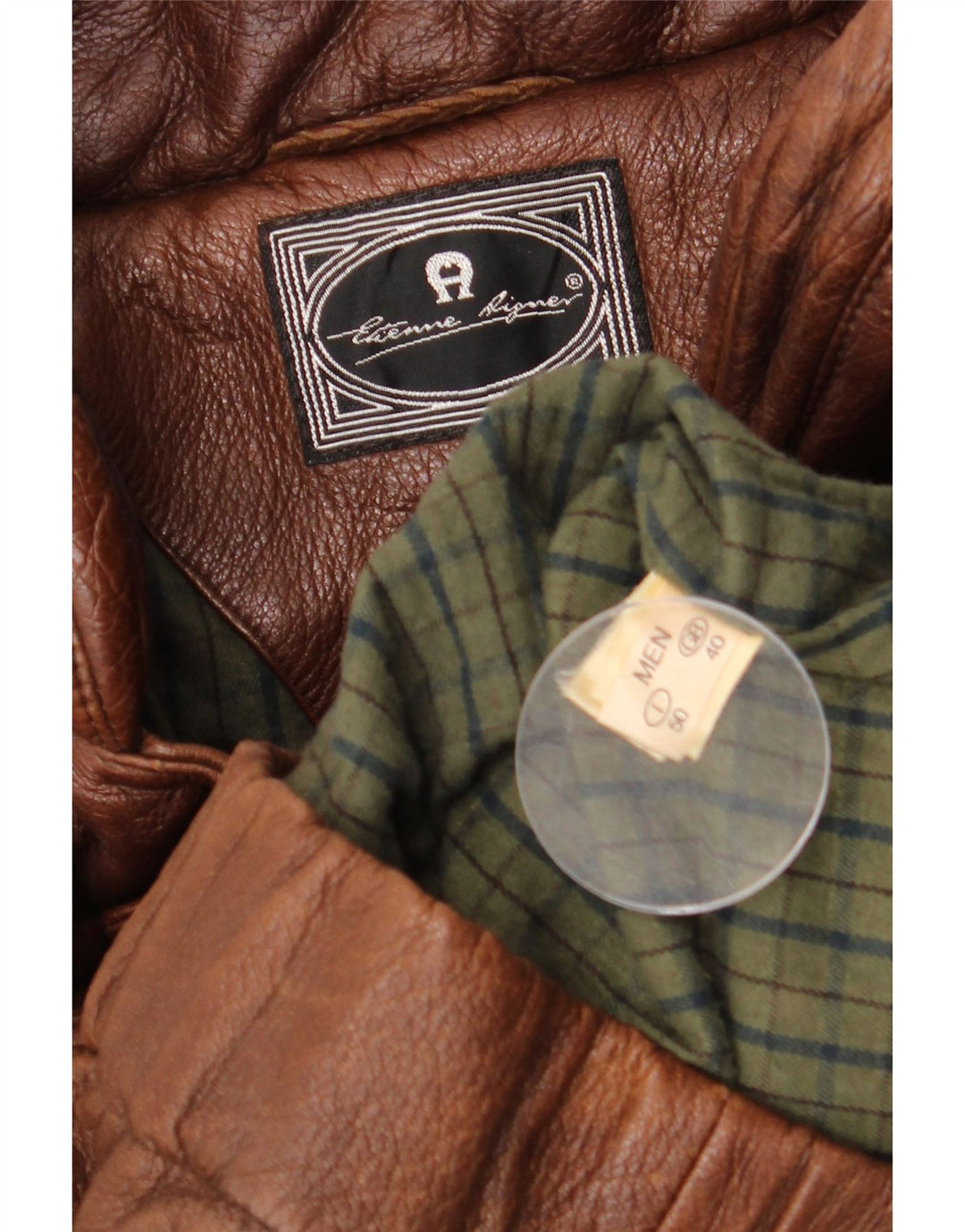 Etienne Aigner Herre Loose Fit Læderfrakke UK 40 Large Brown Læder