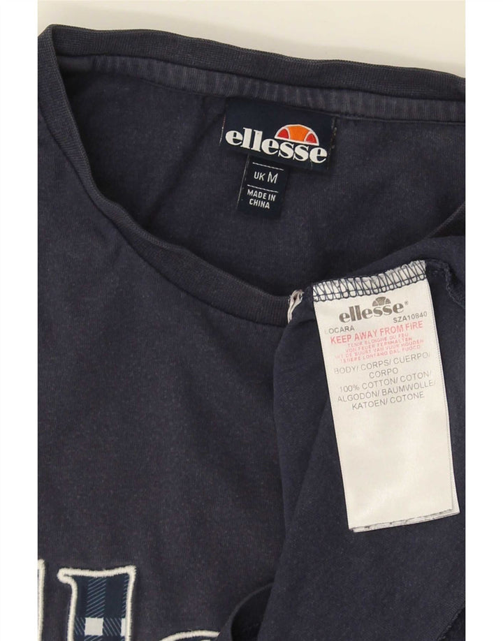 Ellesse Herre Grafisk T-Shirt Top Medium Marineblå Bomuld