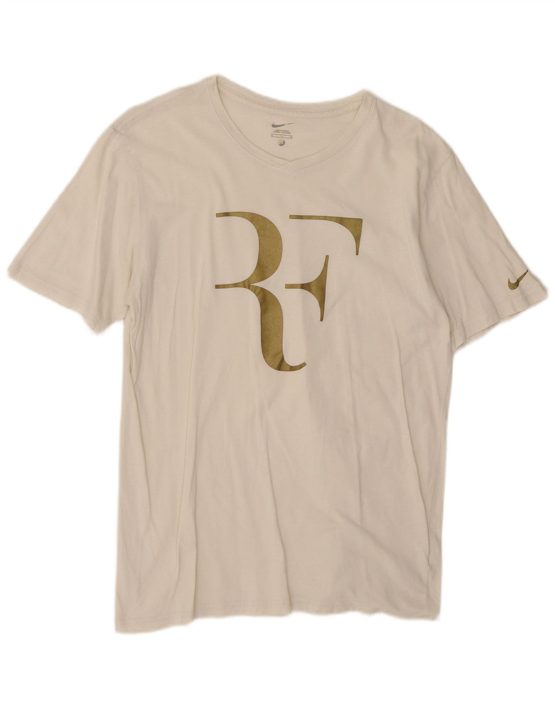 Nike Herre Roger Federer Grafisk T-Shirt Top Medium Hvid Bomuld