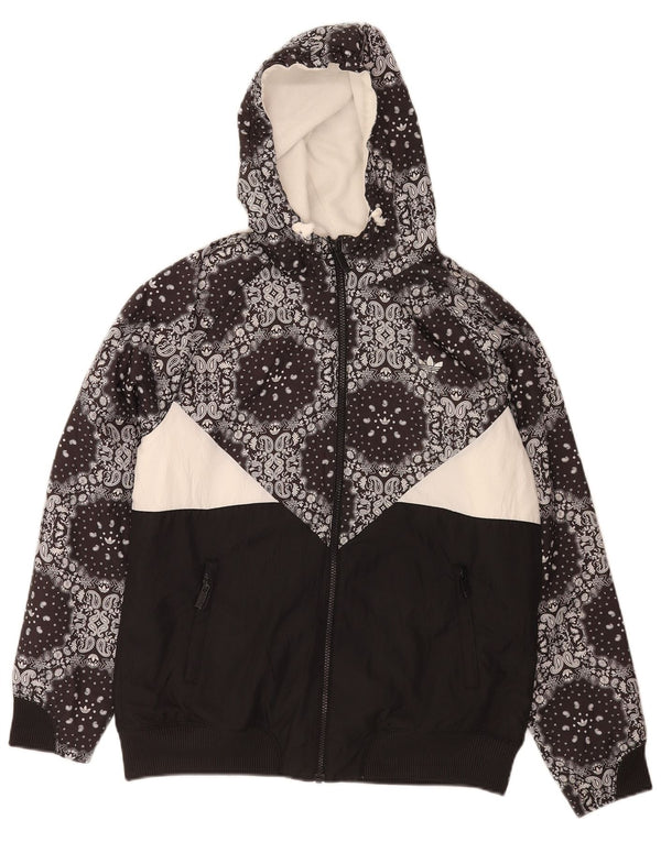 Adidas Dame Hættetrøje Sweater UK 16 Stor Sort Paisley Polyester