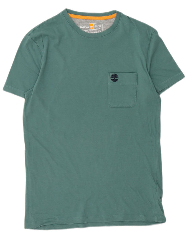 Timberland Herre Slim Fit T-Shirt Top Medium Grøn Bomuld