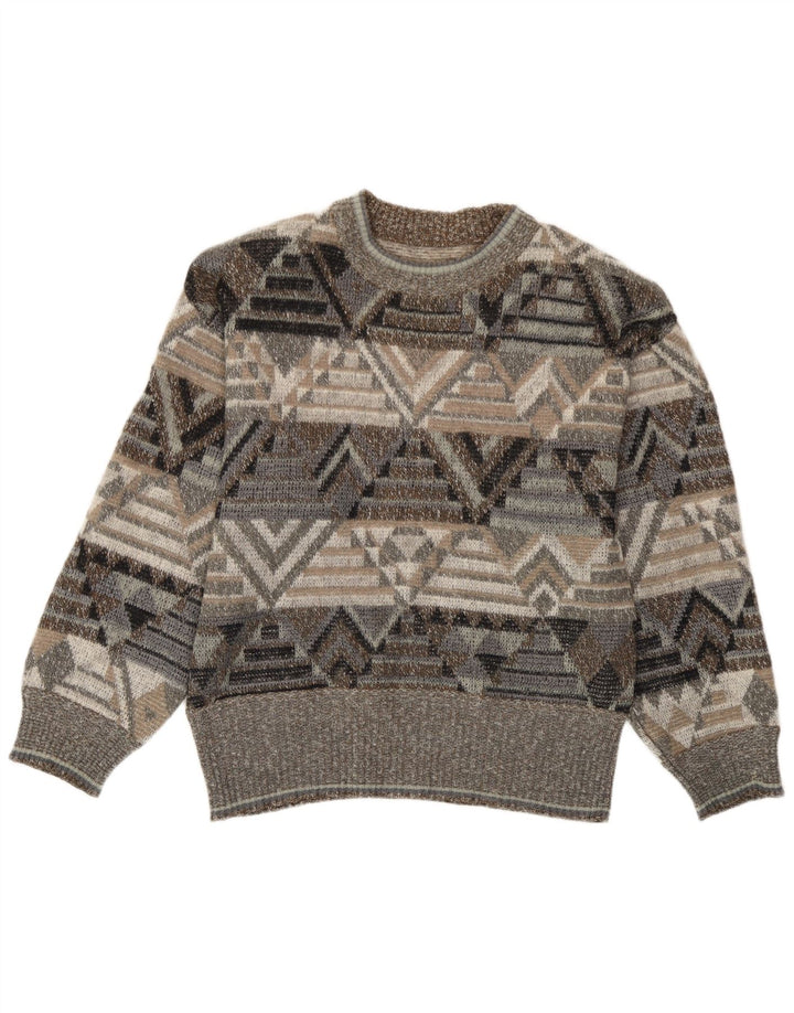 Bogner herre rund hals sweater lille grå geometrisk akryl