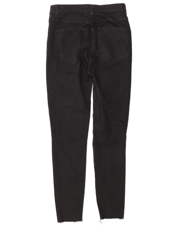 Zara Dame Højtaljede Distressed Skinny Jeans EU 40 Medium W30 L28 Sort