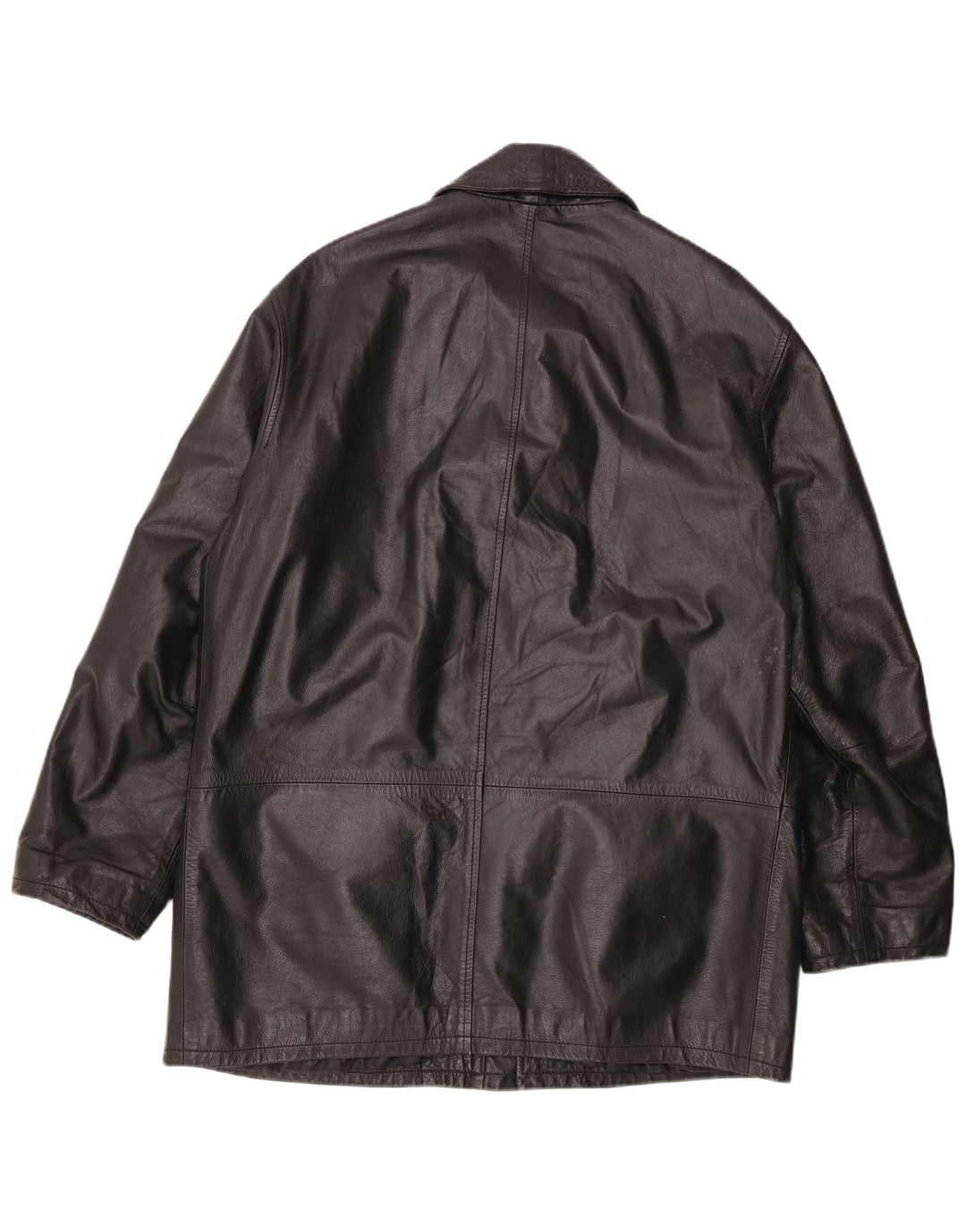 VINTAGE Herre Læderjakke IT 50 Stor Sort Læder