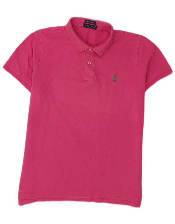 Ralph Lauren Dame Skinny Polo Shirt UK 16 Large Pink Bomuld