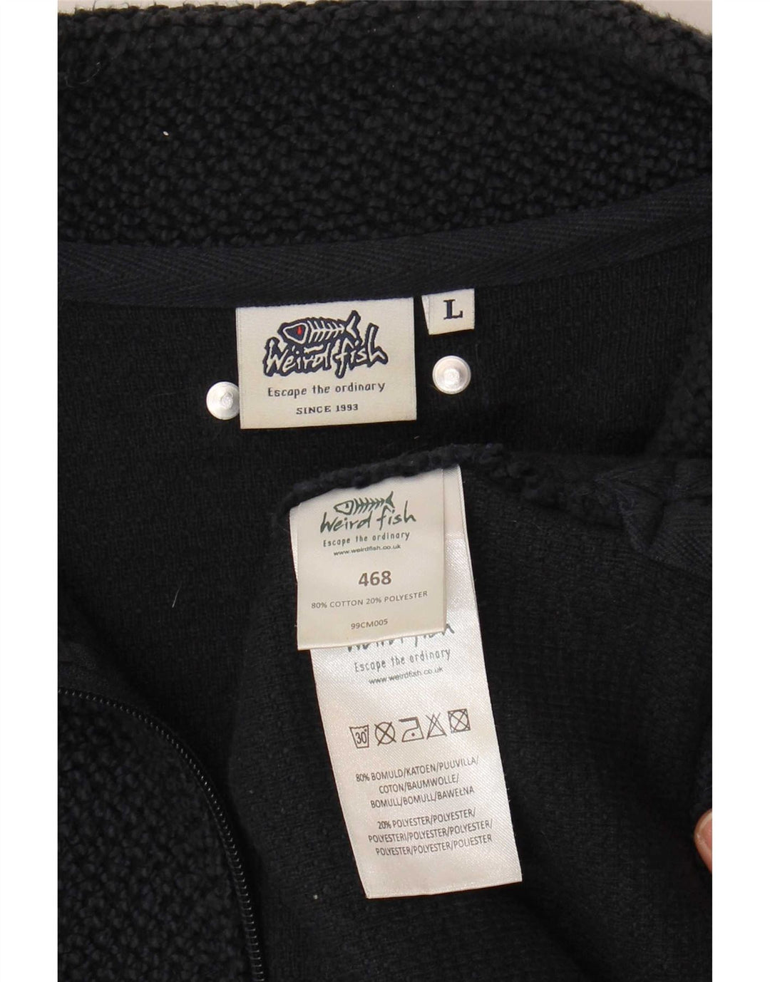 Weird Fish Herre Zip Neck Sweatshirt Jumper Large Navy Blue Bomuld