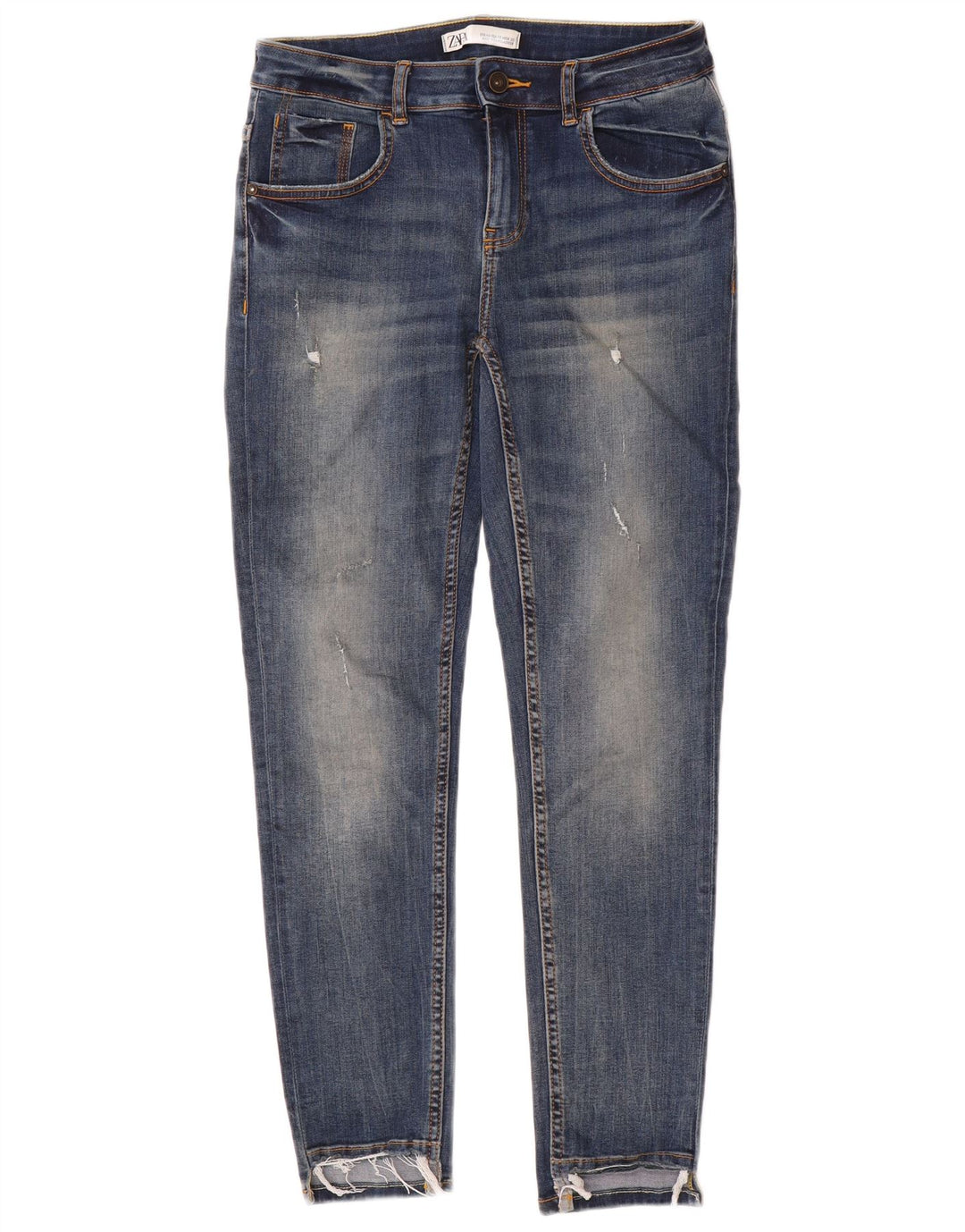 Zara Dame Distressed Skinny Jeans EU 40 Medium W30 L28 Blå