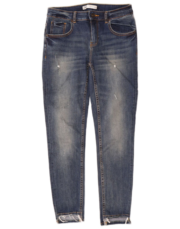 Zara Dame Distressed Skinny Jeans EU 40 Medium W30 L28 Blå