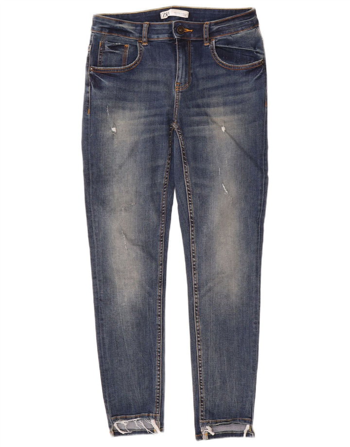 Zara Dame Distressed Skinny Jeans EU 40 Medium W30 L28 Blå