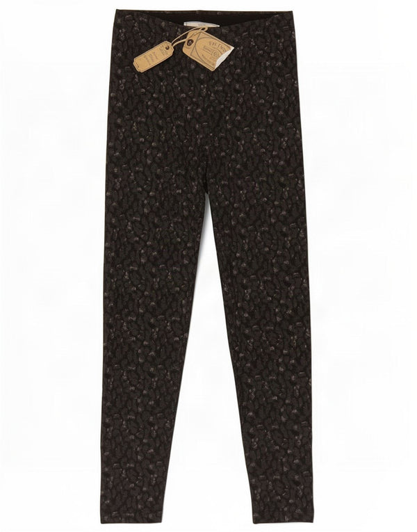 Fat Face Dame Leggings UK 10 Small Black Animal Print Bomuld