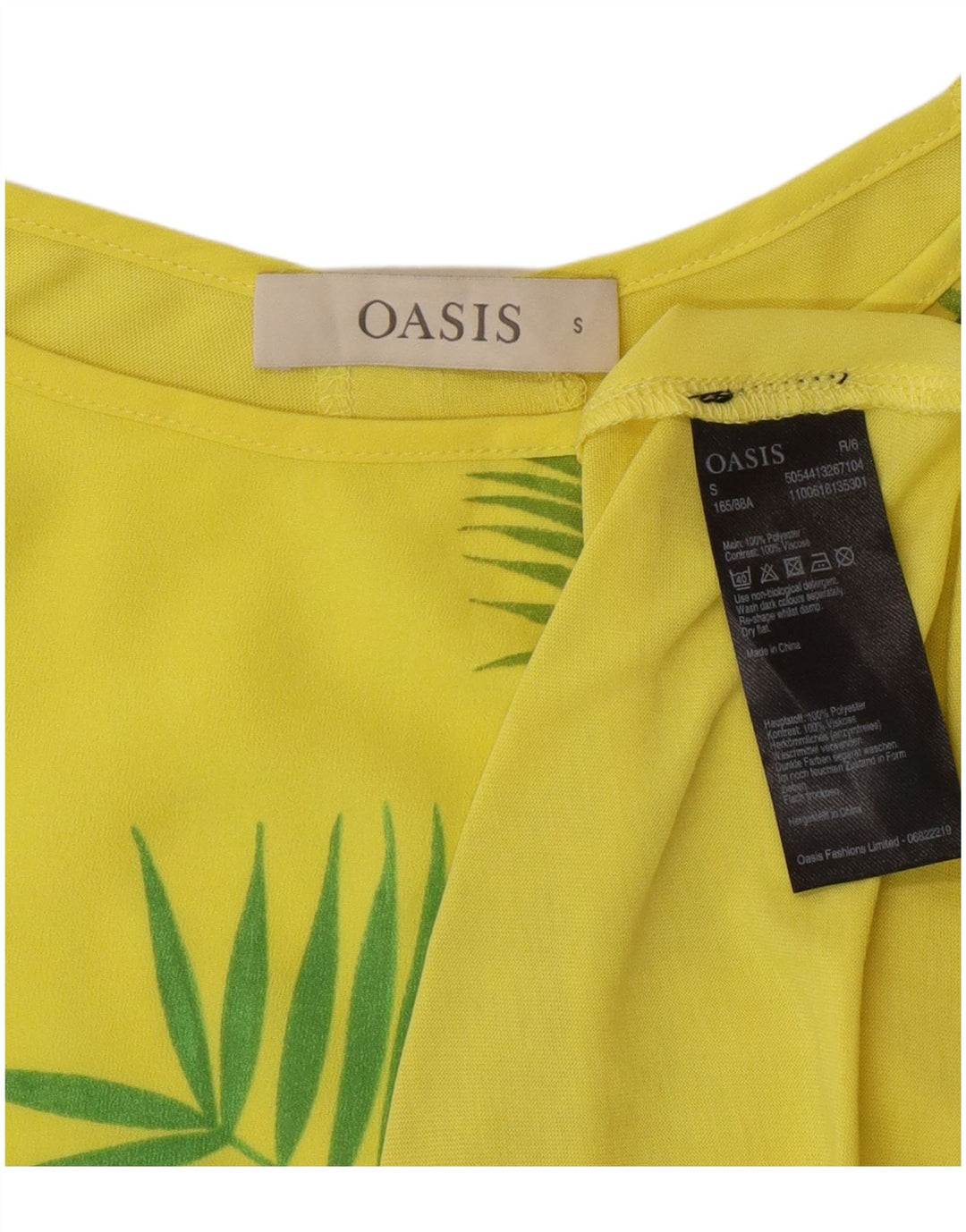 Oasis Dame Tunika Top UK 10 Small Yellow Floral Polyester