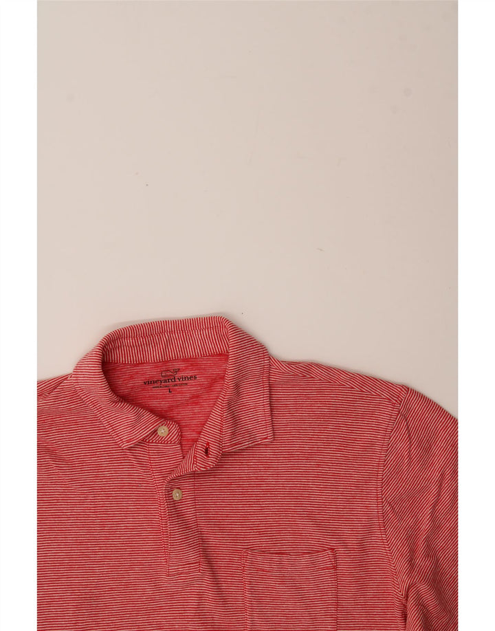 VINEYARD VINES Mens Polo Shirt Large Red Striped Cotton Vintage Vineyard Vines and Second-Hand Vineyard Vines from Messina Hembry 
