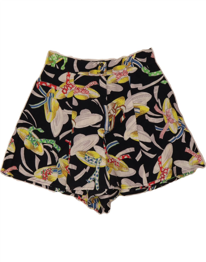 VINTAGE Womens Abstract Pattern Pegged Casual Shorts Small W26  Black Vintage Vintage and Second-Hand Vintage from Messina Hembry 