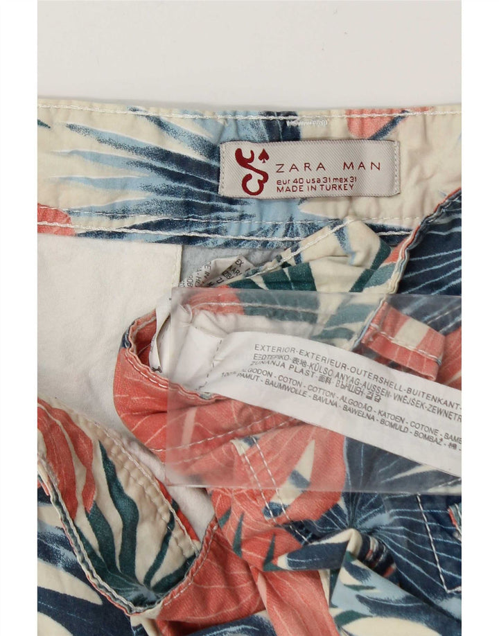 Zara Herre Cargo Shorts EU 40 Medium W31 Flerfarvet blomstret bomuld