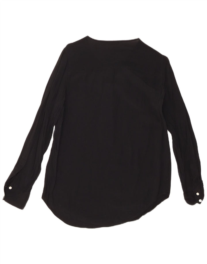 J. CREW Dame Langærmet Bluse Top UK 10 Small Black Viscose
