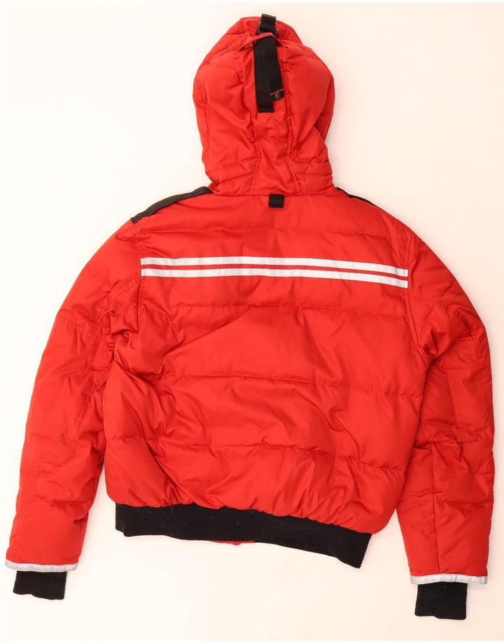 Museum Herre hættepolstret jakke UK 38 Medium Rød Colourblock Polyester