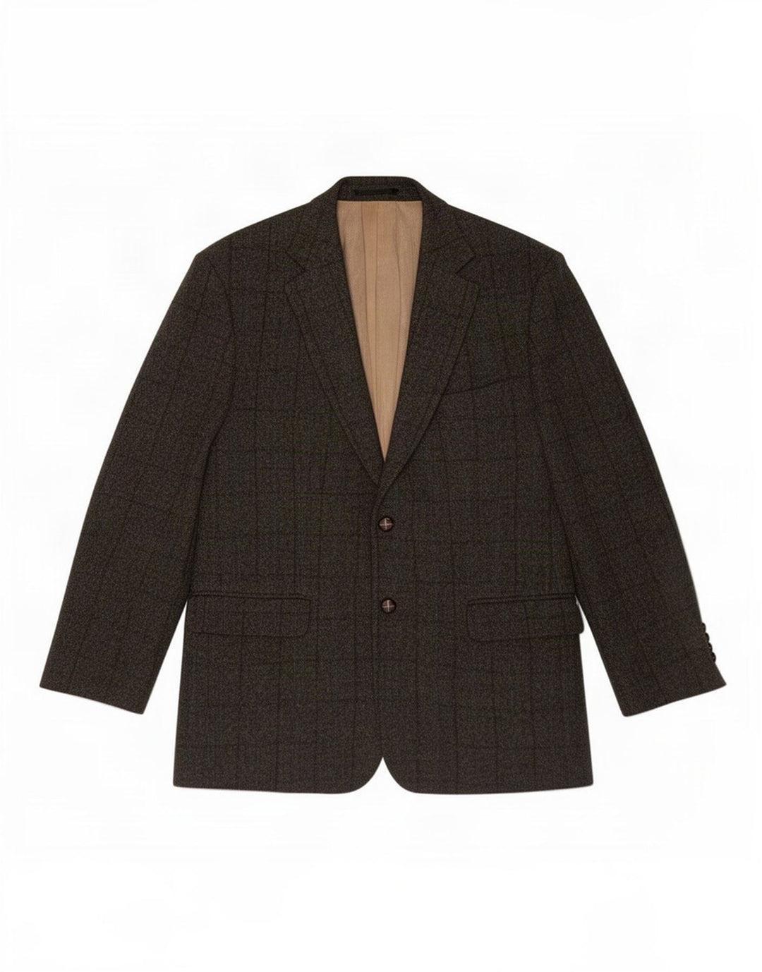 Marks & Spencer Herre Harris Tweed Blazer Jacket UK 42 Large Khaki Check