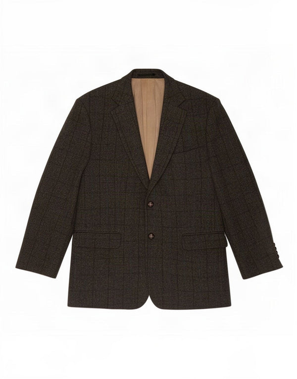 Marks & Spencer Herre Harris Tweed Blazer Jacket UK 42 Large Khaki Check