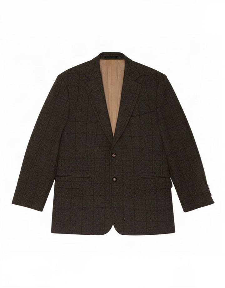 Marks & Spencer Herre Harris Tweed Blazer Jacket UK 42 Large Khaki Check